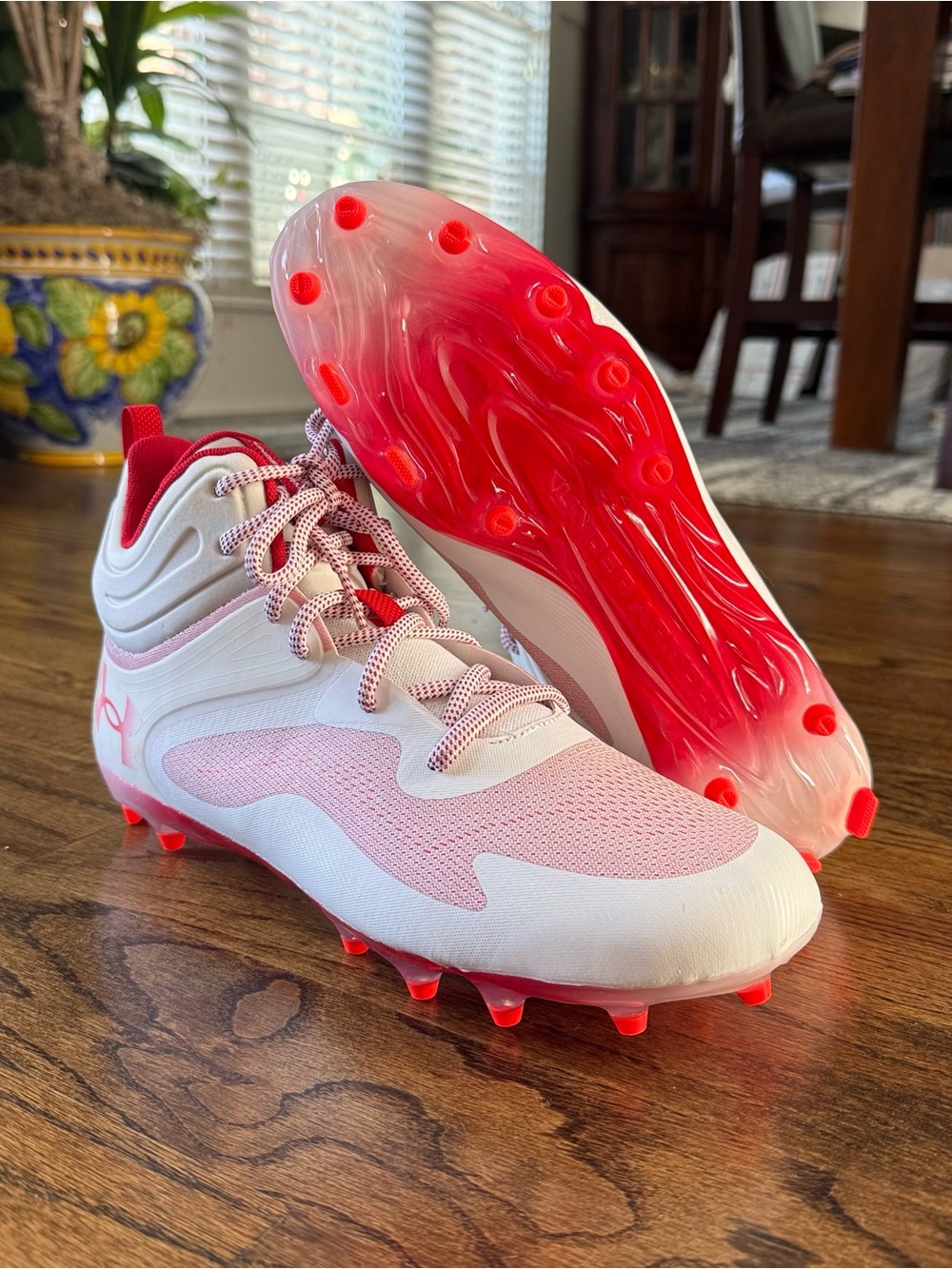 🎯 Under Armour Command MC Mid Lacrosse Cleats White Red Men’s 11.5